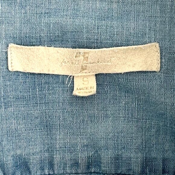 Seven For All Mankind Button Down Shirt Blue Chambray Size S - Picture 7 of 11